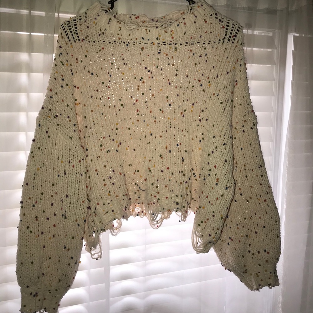 White multi color sweater